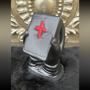 Occult Grimoire Bearer Figurine With Red Cross
